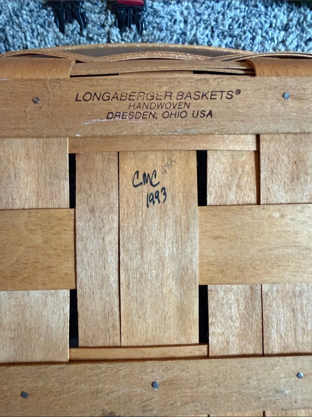 Woven Wood Picnic Basket with Handles - Brown